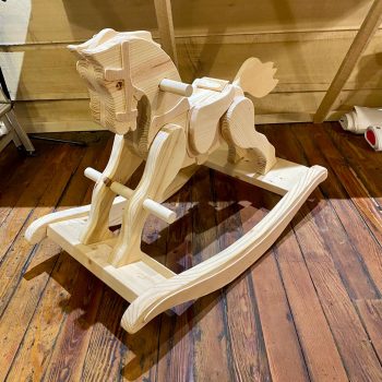 UNFINISHED WOODEN ROCKING HORSE $400